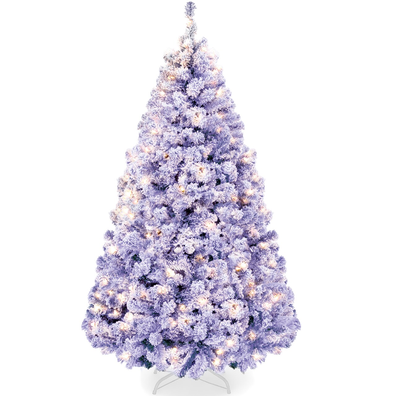 Best Choice Products Artificial Flocked Christmas Tree, Pre-Lit Holiday Décor w/ Twinkle Lights - 6ft